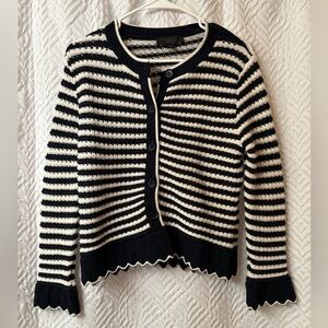 Zara Navy and White Striped Cardigan